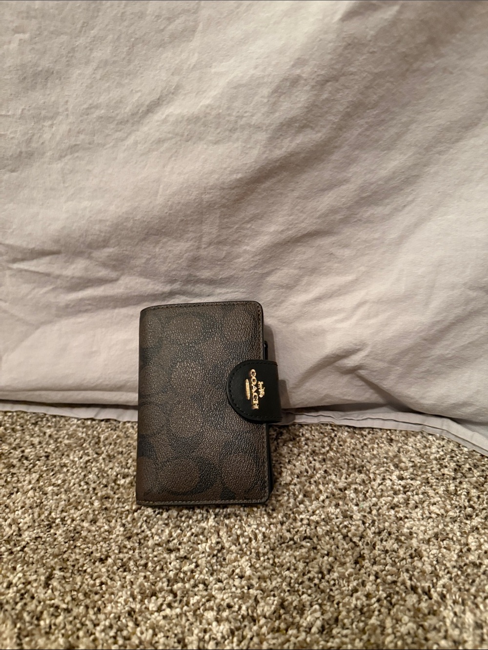 Coach Dark Brown Signature Leather Wallet Case